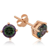 Boucles d'oreilles à tige en argent rose avec topaze mystique de 6 mm